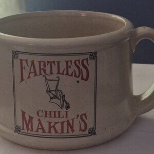 Vintage 2001 Large Jumbo Fartless Chili Bowl 44 oz Ceramic Earthenware Mug Fun